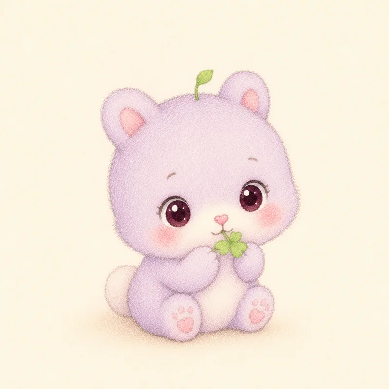 Mayu, a baby bunny, holding a clover
