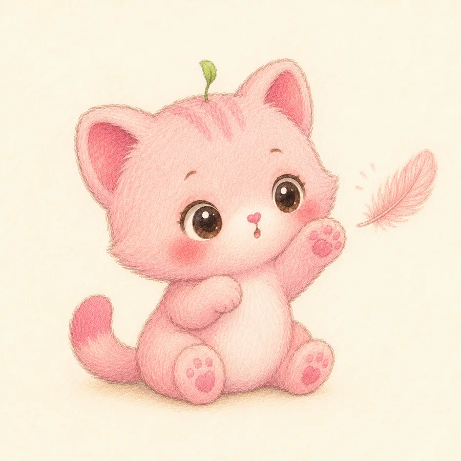 Lv.1 Mayu, a hatched pink baby cat