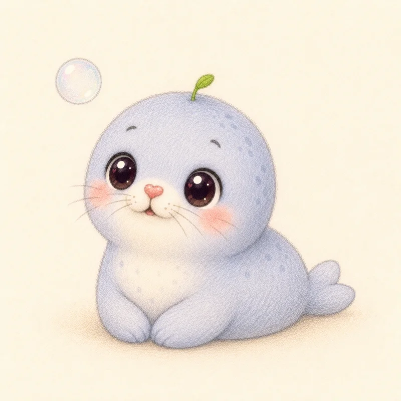 Mayu, a baby seal, gazing at bubbles